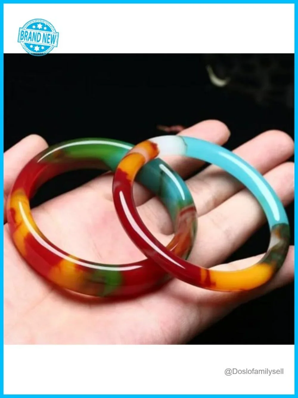 Natural Multicolor Jade Bangle Bracelet - Lucky Charm Stackable Jewelry